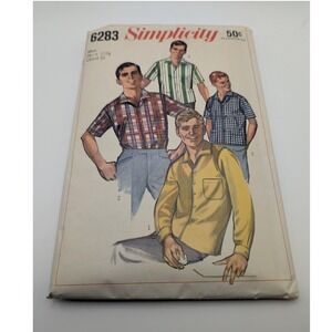 Simplicity 6283 Mens Sport Shirt or Shirt Jac Sewing Pattern Chest 40 Vintage